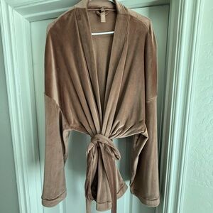 SKIMS velour Tan Wrap robe